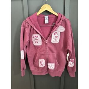 Women’s Disney Character Full Zip Hoodie In Pink with Mickey Mouse Patches XS